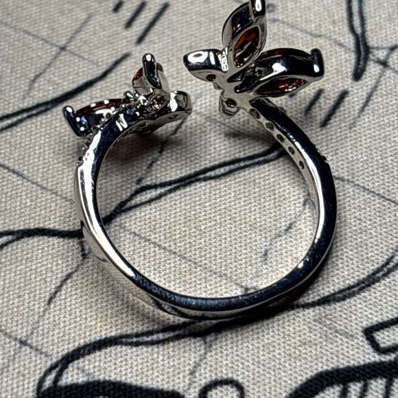 925 Sterling Silver Gem Butterfly Ring Size 10 - Picture 5 of 8